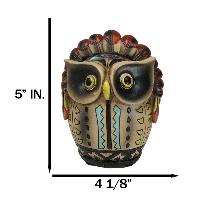 Ebros Gift Southwestern Colorful Tribal Native Indian Owl Chief With Headdress Money Bank