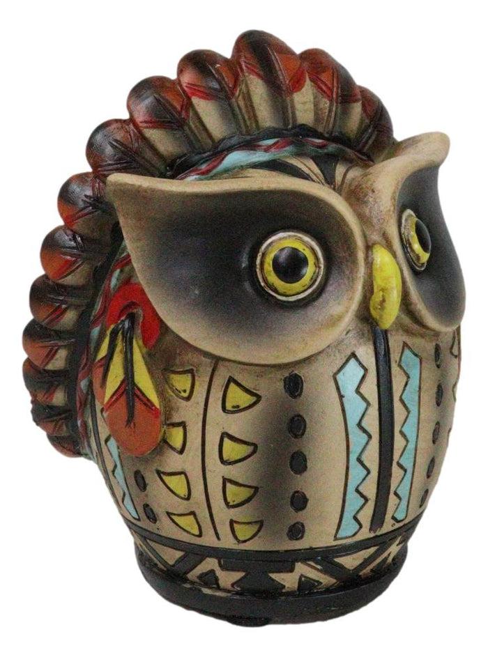 Ebros Gift Southwestern Colorful Tribal Native Indian Owl Chief With Headdress Money Bank