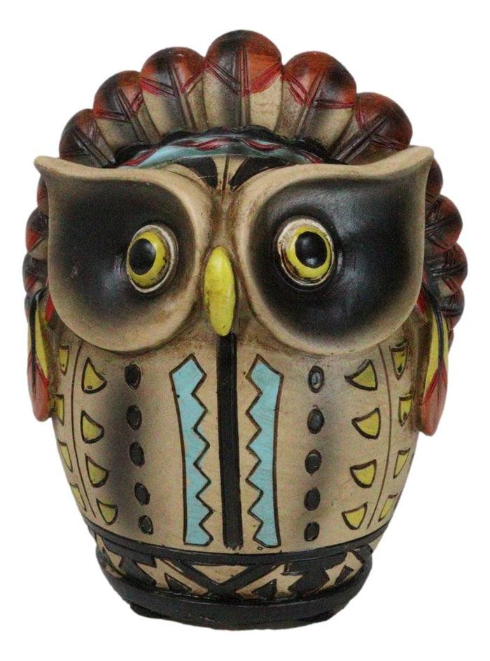 ebros gift Southwestern Colorful Tribal Native Indian Owl Chief With Headdress Money Bank