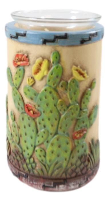 Ebros Gift Southwestern Desert Cactus With Blooming Flowers Votive Candle Holders Set Of 3
