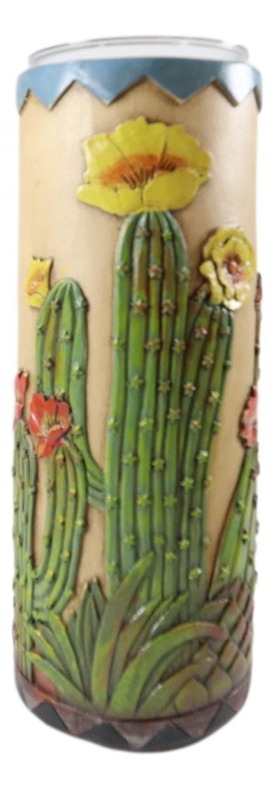 Ebros Gift Southwestern Desert Cactus With Blooming Flowers Votive Candle Holders Set Of 3