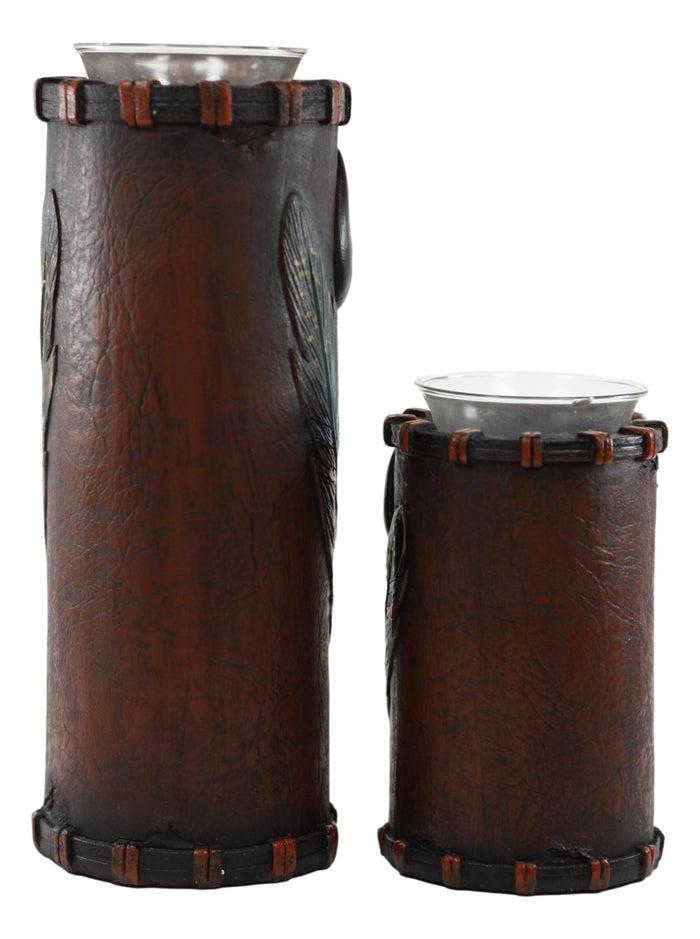Ebros Gift Southwestern Dreamcatcher Feathers And Bison Skull Votive Candle Holders Set