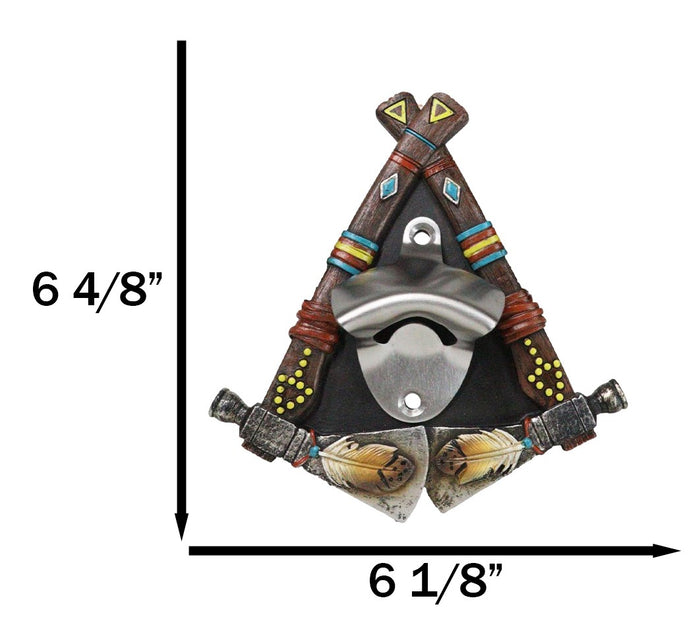Ebros Gift Southwestern Feathers With Double Hand Axes Tribal Indian Wall Bottle Opener