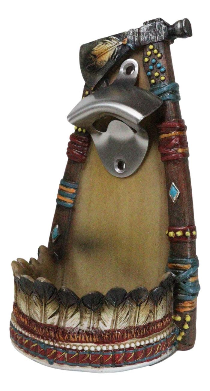 Ebros Gift Southwestern Feathers With Turquoise Hand Axe Tribal Indian Wall Bottle Opener