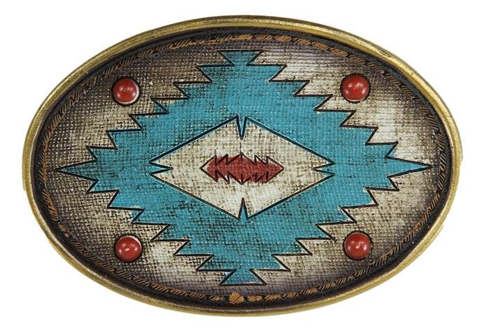 Ebros Gift Southwestern Indian Aztec Vector Symbol Turquoise Decorative Jewelry Box Figure