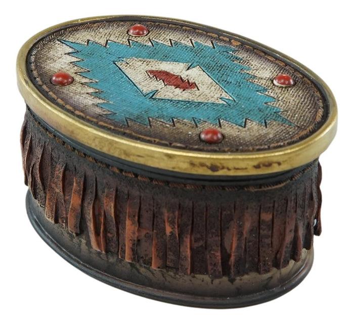 Ebros Gift Southwestern Indian Aztec Vector Symbol Turquoise Decorative Jewelry Box Figure
