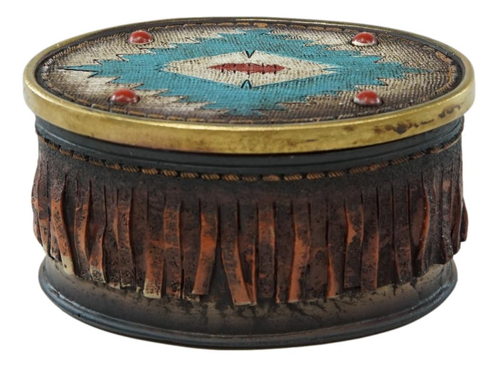 Ebros Gift Southwestern Indian Aztec Vector Symbol Turquoise Decorative Jewelry Box Figure