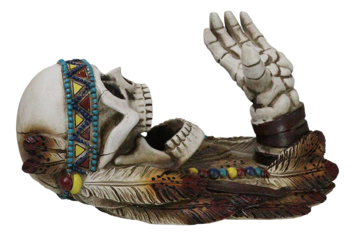 Ebros Gift Southwestern Indian Chief Warpath Skeleton Skull Guzzling Bottle Wine Holder
