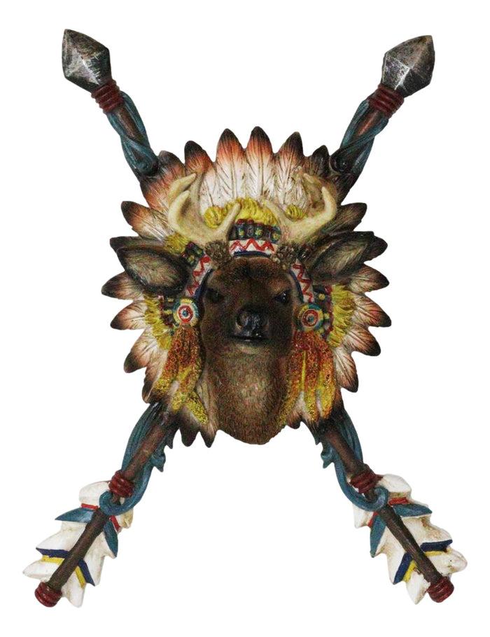 ebros gift Southwestern Indian Cross Arrows Buck Deer Wearing Roach Headdress Wall Decor
