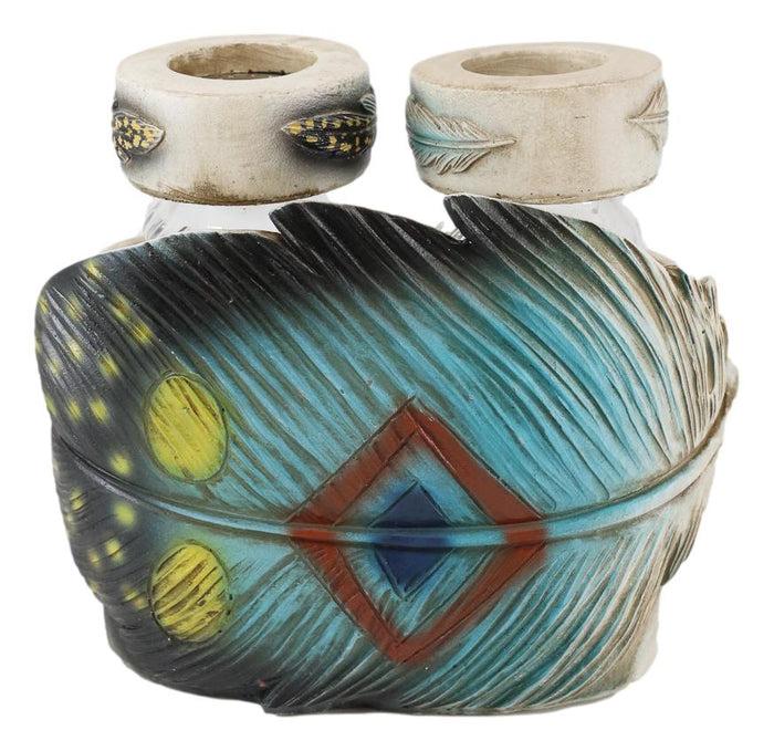 Ebros Gift Southwestern Indian Dreamcatcher Feather Salt And Pepper Shakers Holder Set
