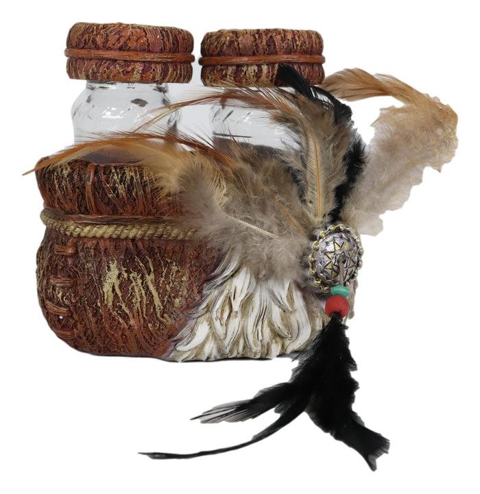 Ebros Gift Southwestern Indian Dreamcatcher Feather Salt And Pepper Shakers Holder Set