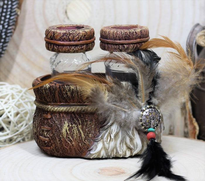 ebros gift Southwestern Indian Dreamcatcher Feather Salt And Pepper Shakers Holder Set