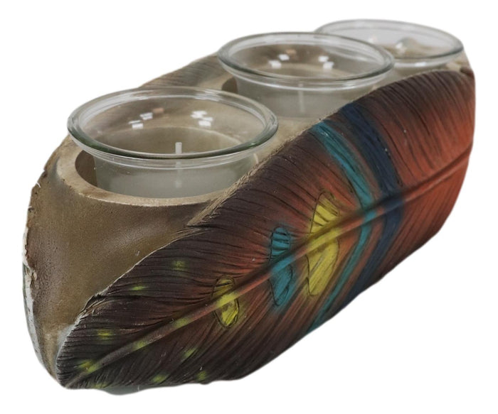Ebros Gift Southwestern Indian Dreamcatcher Feather Trio Tea Light Votive Candle Holder