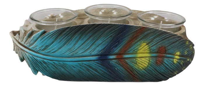 Ebros Gift Southwestern Indian Dreamcatcher Feather Trio Tea Light Votive Candle Holder