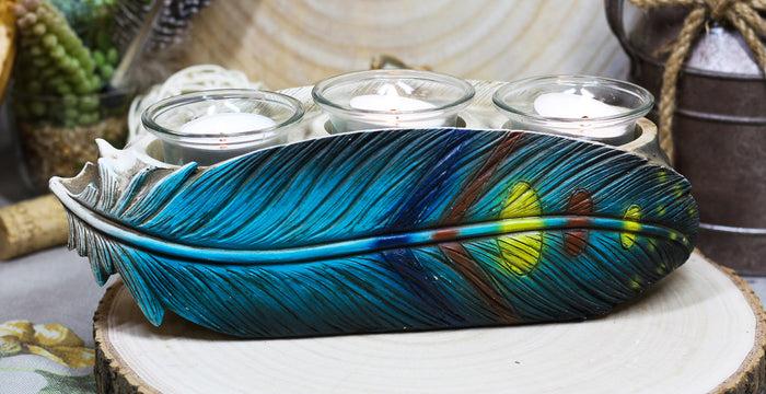 ebros gift Southwestern Indian Dreamcatcher Feather Trio Tea Light Votive Candle Holder
