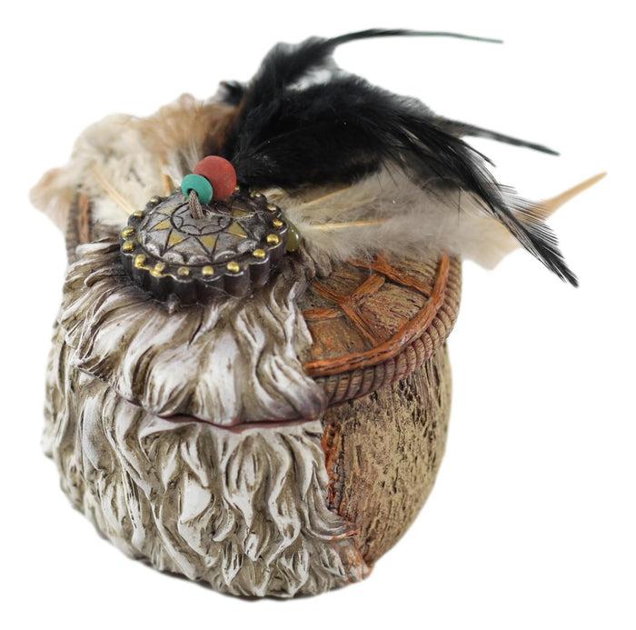 Ebros Gift Southwestern Indian Dreamcatcher Feathers And Sun Medallion Decorative Box