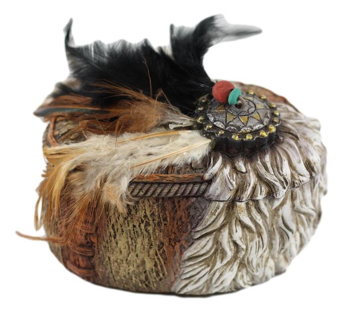 Ebros Gift Southwestern Indian Dreamcatcher Feathers And Sun Medallion Decorative Box