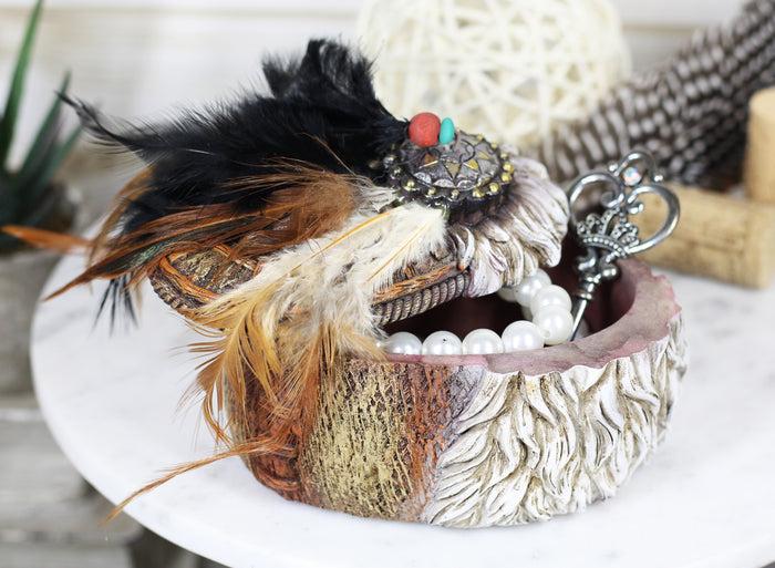 ebros gift Southwestern Indian Dreamcatcher Feathers And Sun Medallion Decorative Box