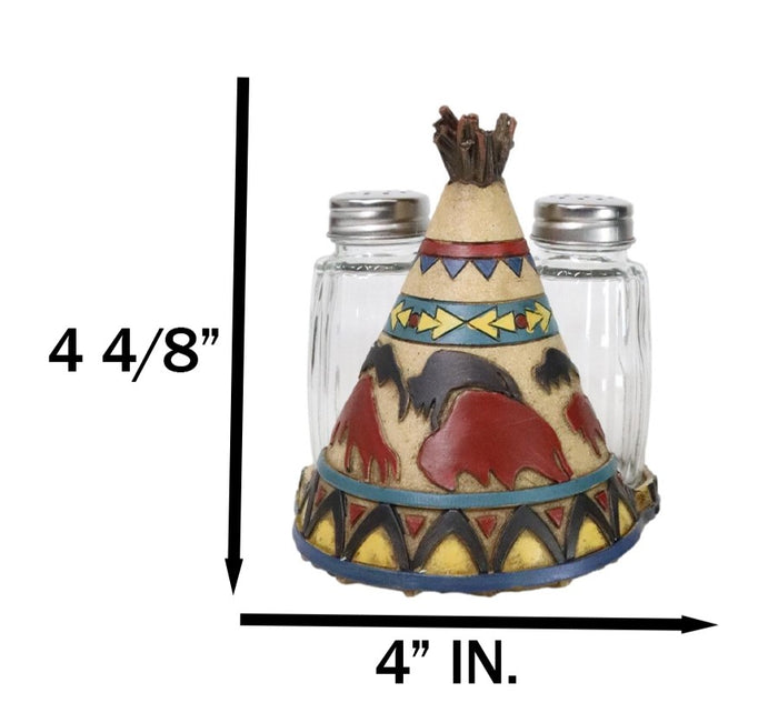 Ebros Gift Southwestern Indian Teepee Hut Buffalo Stampede Salt And Pepper Shakers Holder