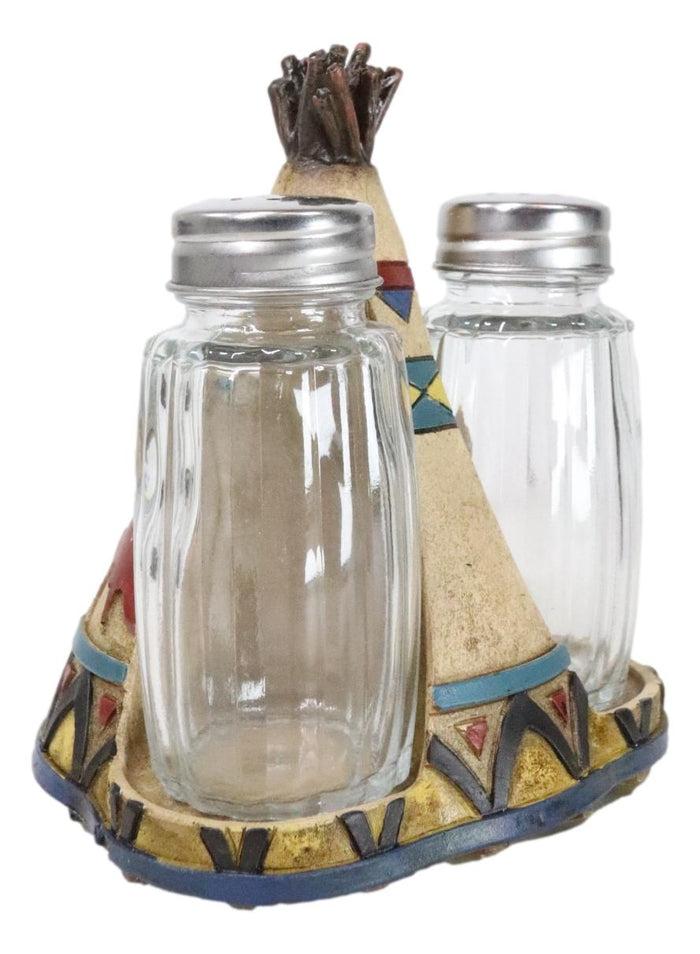 Ebros Gift Southwestern Indian Teepee Hut Buffalo Stampede Salt And Pepper Shakers Holder