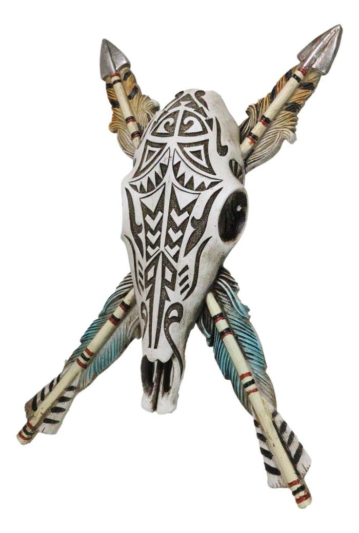 Ebros Gift Southwestern Indian Tribal Tooled Tattoo Cow Skull And Crossed Arrows Wall Decor