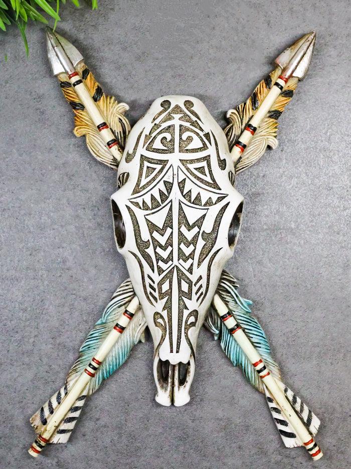 ebros gift Southwestern Indian Tribal Tooled Tattoo Cow Skull And Crossed Arrows Wall Decor