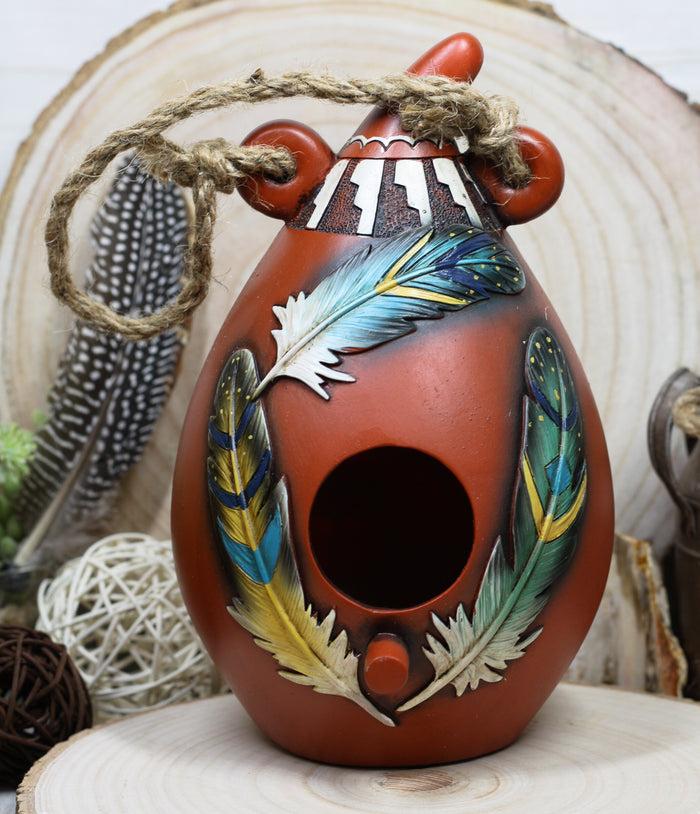 ebros gift Southwestern Indian Trinity Dreamcatcher Feathers Hanging Birdhouse Bird Feeder