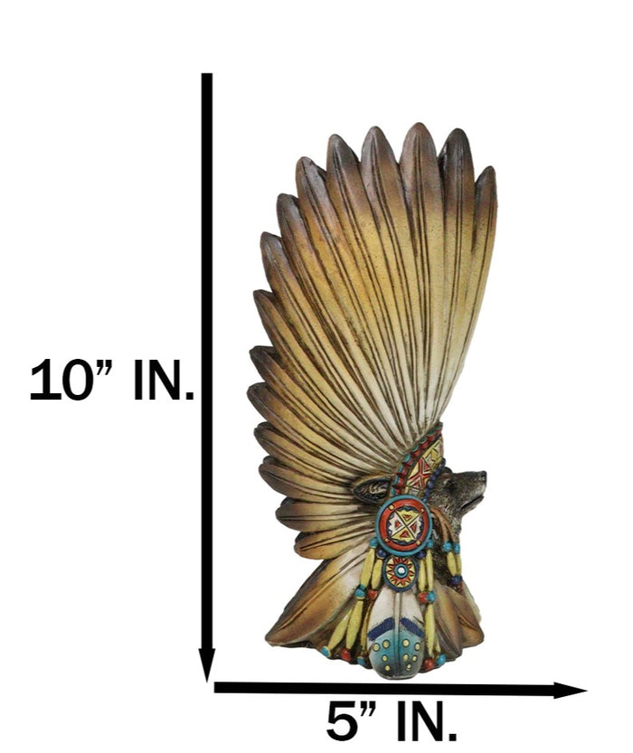 Ebros Gift Southwestern Native American Alpha Wolf Chieftain With Roach Headdress Vase