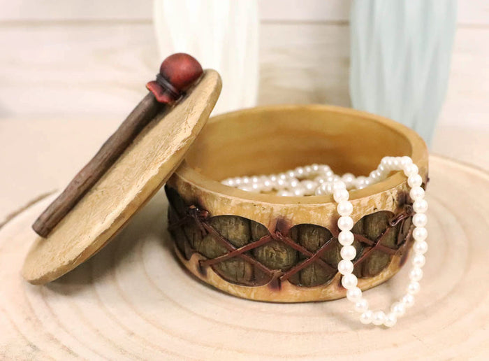 ebros gift Southwestern Native American Indian Ceremony Pow Wow Drum Decorative Jewelry Box