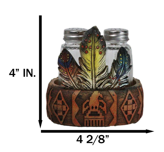 Ebros Gift Southwestern Native American Indian Eagle Feathers Glass Salt Pepper Shakers Set