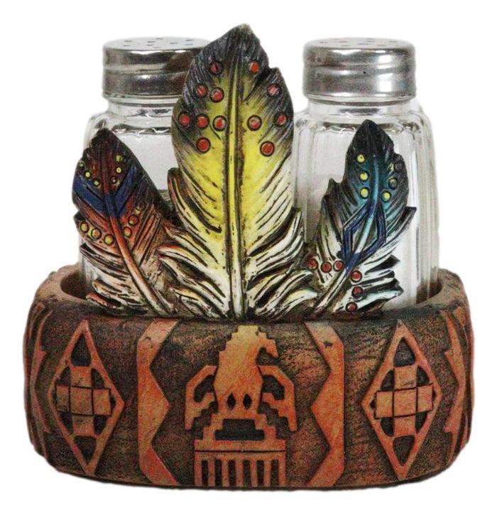 Ebros Gift Southwestern Native American Indian Eagle Feathers Glass Salt Pepper Shakers Set