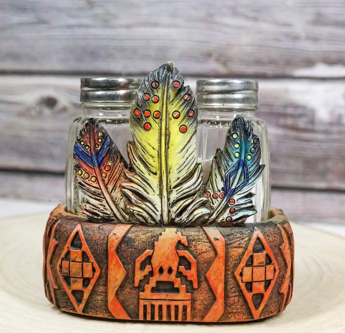 ebros gift Southwestern Native American Indian Eagle Feathers Glass Salt Pepper Shakers Set