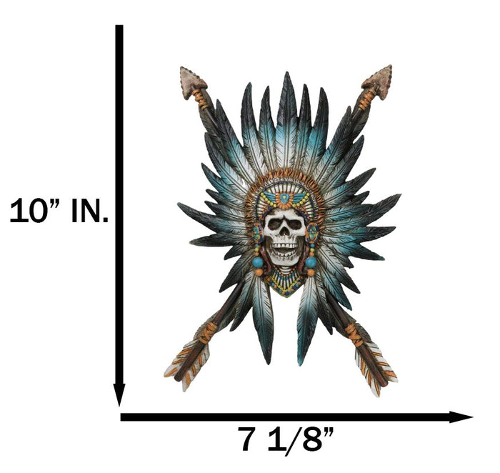Ebros Gift Southwestern Native Indian Chief Skull With Roach And Crossed Arrows Wall Decor