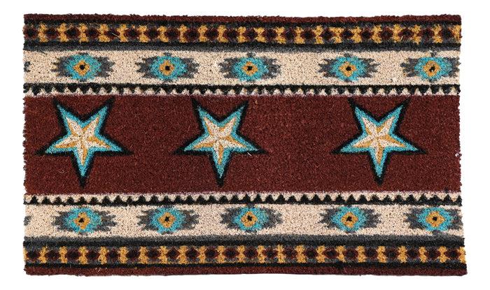Ebros Gift Southwestern Patterns Western Stars Coir Coconut Fiber Floor Mat Doormat 29"X17"