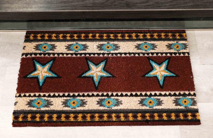 ebros gift Southwestern Patterns Western Stars Coir Coconut Fiber Floor Mat Doormat 29"X17"
