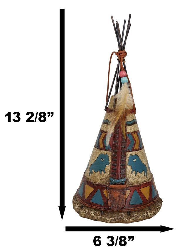 Ebros Gift Southwestern Rustic Native Indian Feather Turquoise Bisons Teepee Hut Figurine