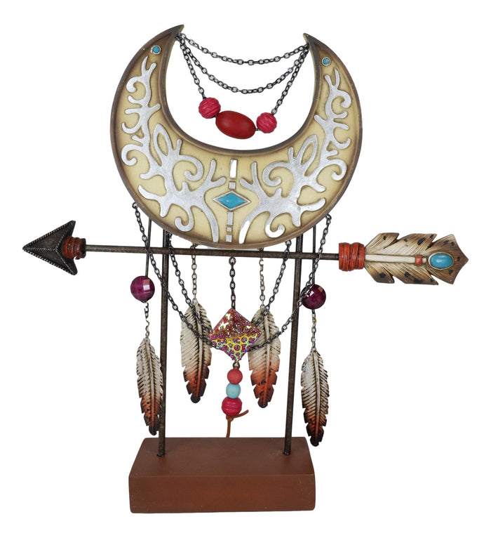Ebros Gift Southwestern Silver Moon Tree Of Life Arrow Dreamcatcher Feathers Desktop Plaque