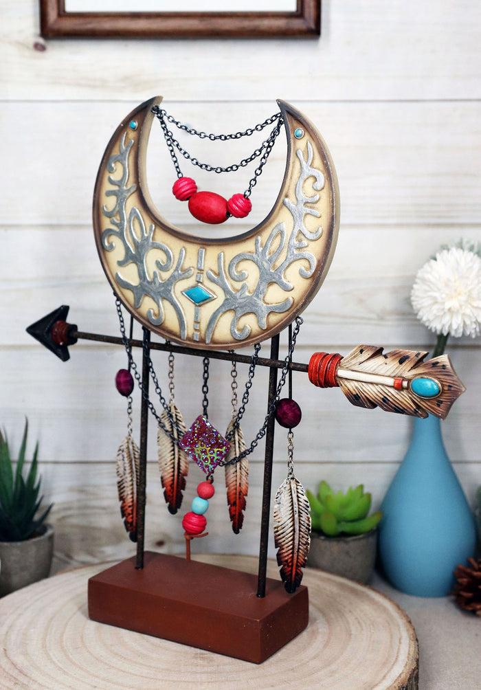 ebros gift Southwestern Silver Moon Tree Of Life Arrow Dreamcatcher Feathers Desktop Plaque