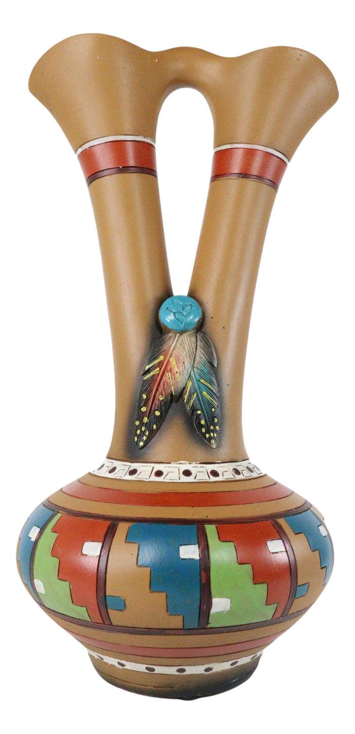 Ebros Gift Southwestern Tribal Aztec Mayan Dreamcatcher Feathers Floral Wedding Double Vase