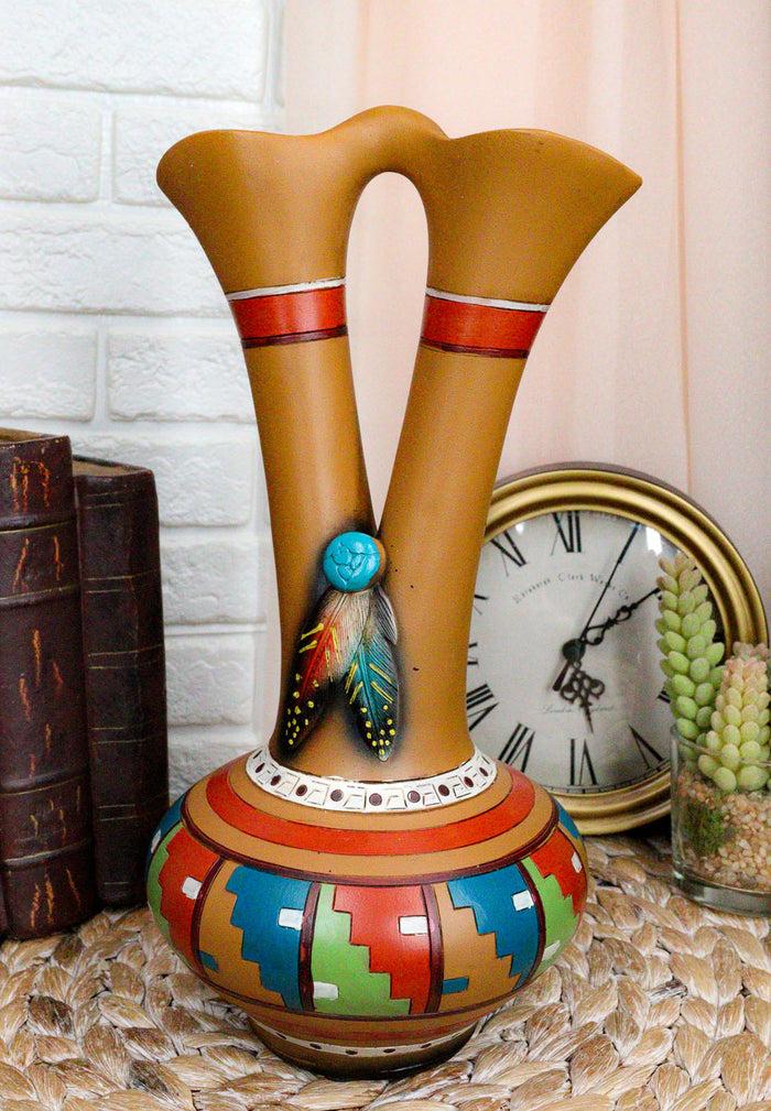 ebros gift Southwestern Tribal Aztec Mayan Dreamcatcher Feathers Floral Wedding Double Vase
