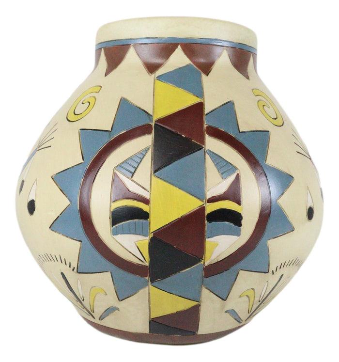 Ebros Gift Southwestern Tribal Aztec Mayan God Symbol Feathers Floral Vase Sculpture Decor