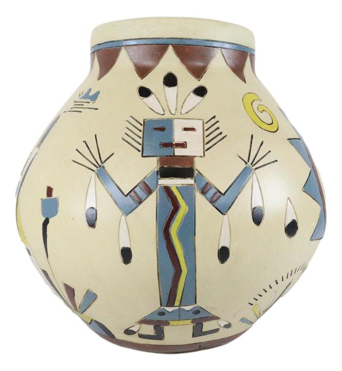 Ebros Gift Southwestern Tribal Aztec Mayan God Symbol Feathers Floral Vase Sculpture Decor