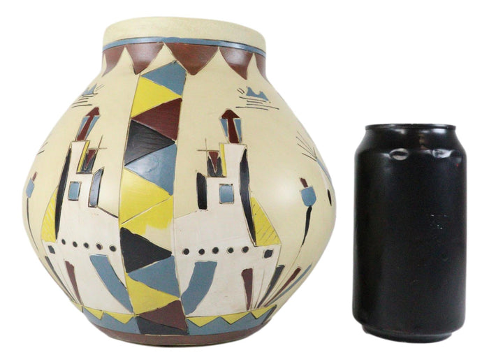 Ebros Gift Southwestern Tribal Aztec Mayan God Symbol Feathers Floral Vase Sculpture Decor