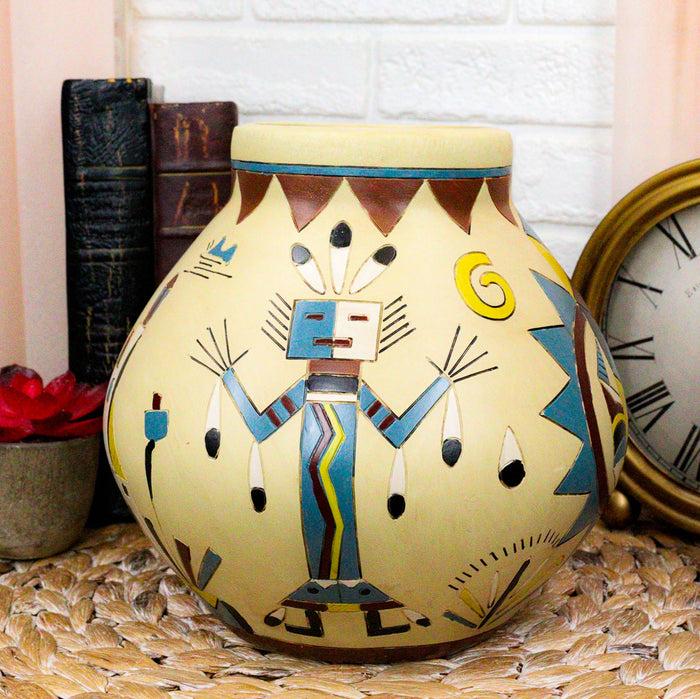 ebros gift Southwestern Tribal Aztec Mayan God Symbol Feathers Floral Vase Sculpture Decor