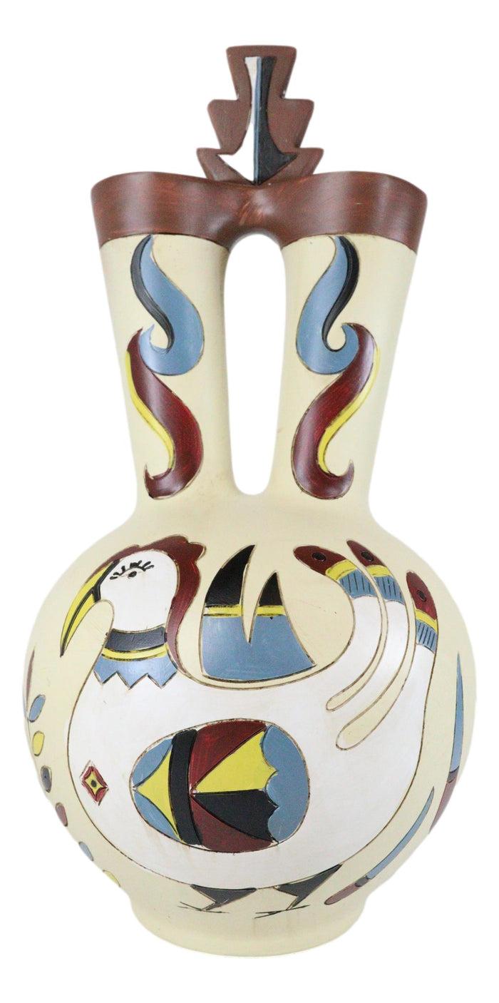 Ebros Gift Southwestern Tribal Aztec Mayan Turkey Bird Floral Wedding Double Vase Accent
