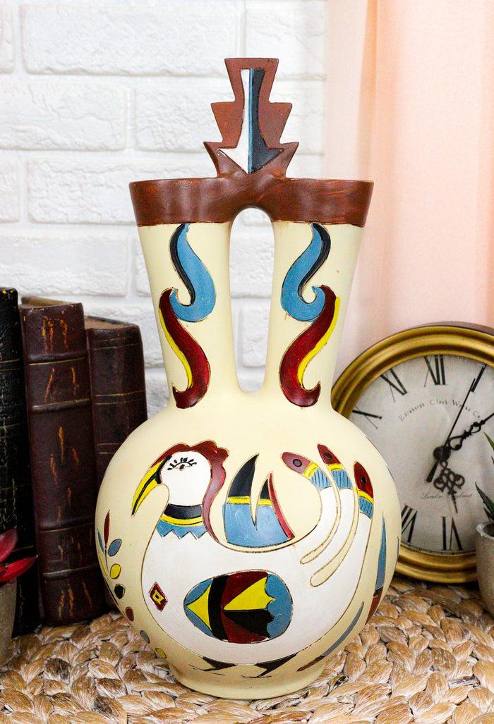 ebros gift Southwestern Tribal Aztec Mayan Turkey Bird Floral Wedding Double Vase Accent