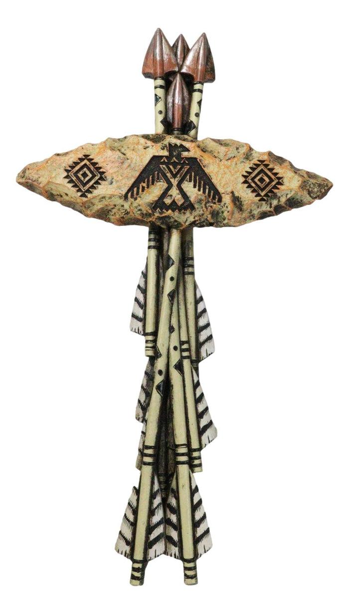 ebros gift Southwestern Tribal Indian Arrows Eagle Carved Stone Knife Wall Cross Plaque