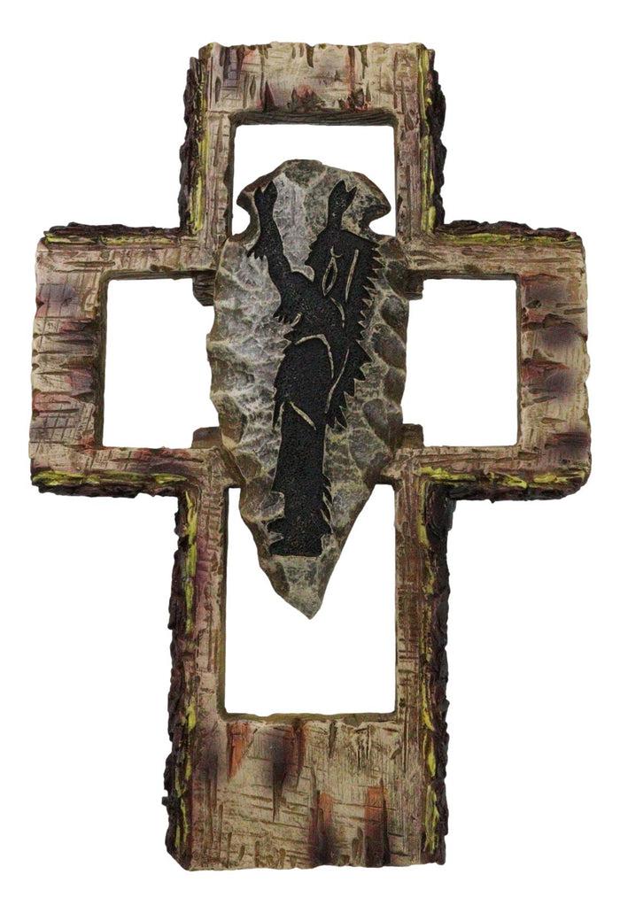 ebros gift Southwestern Tribal Indian Chief with Carved Stone Knife Faux Wooden Wall Cross
