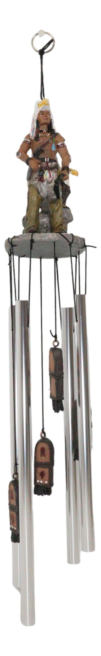 Ebros Gift Southwestern Tribal Indian Chief With Eagle Roach Headdress And Axe Wind Chime