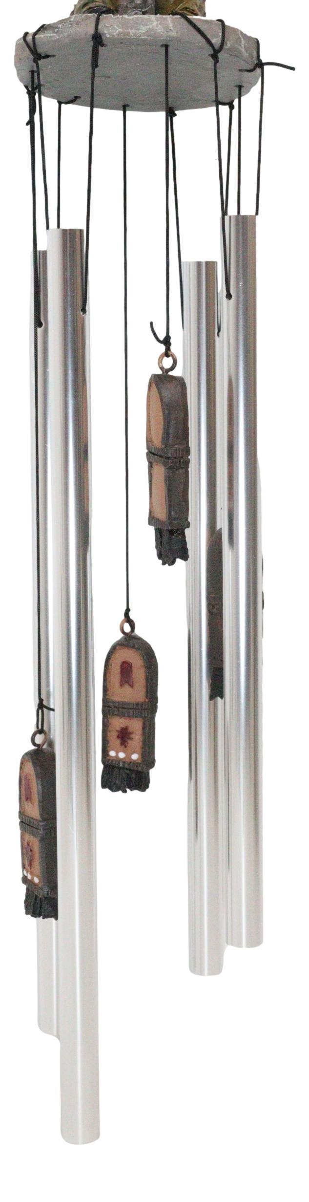 Ebros Gift Southwestern Tribal Indian Chief With Eagle Roach Headdress And Axe Wind Chime